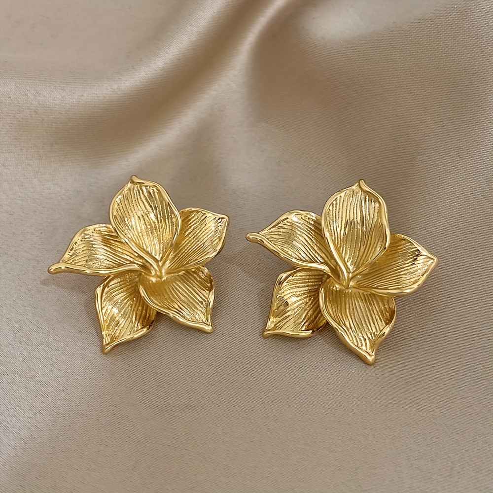E-shop 1 Paar Große Blumen 3D Ohrringe Golden Edelstahl Böhmischer Stil Charme Mode Schmuck Party Geschenk Ist Das Perfekte Geschenk für Frauen