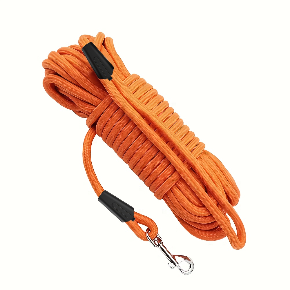 TEMU Correa para perro de nailon resistente de 5M/10M/15M para perros medianos a grandes, naranja de visibilidad, negro y marrón disponibles, mango