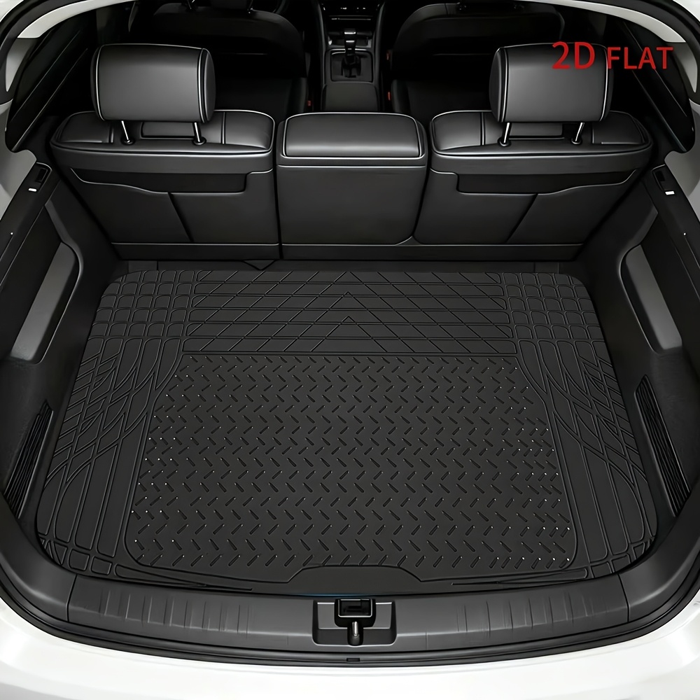 TEMU Universal Fit Black Rubber Car Trunk Mat For Suv And Sedan, Durable Cargo Liner, Easy To Clean, Waterproof Car Interior Protection, Back To
