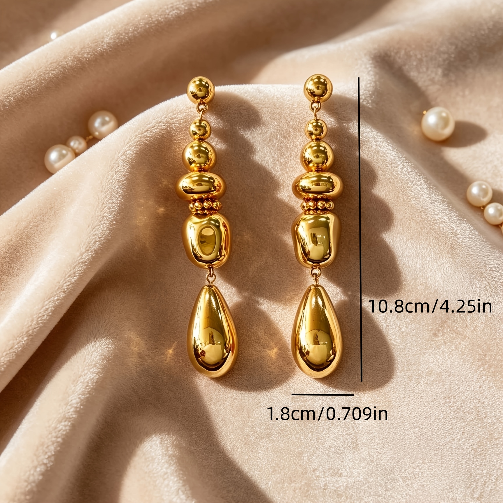 Women's Fashion Dangle Earrings, Geometric Beaded Drop Design