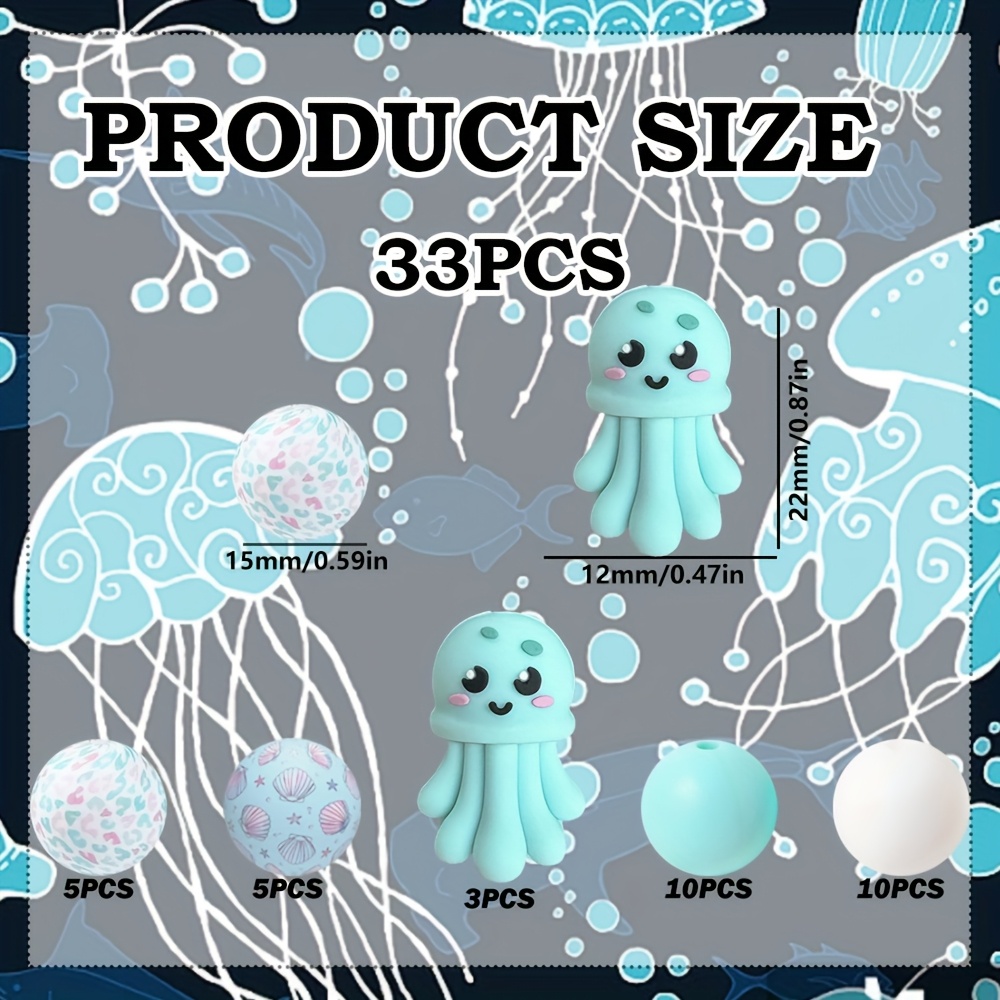 33pcs Jellyfish Silicone Beads Additions For 3d Resin Beads, Suitable For Decorating Pens, Bracelets, And Crafts - Beads & Bead Assortments