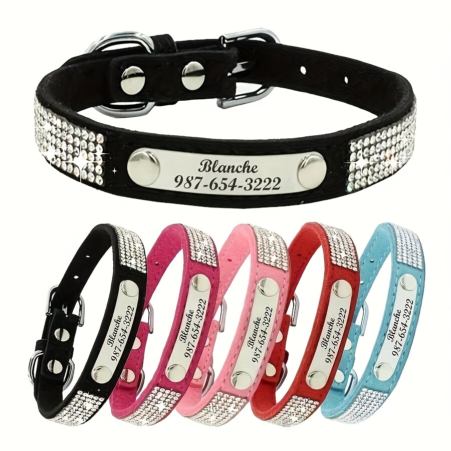 TEMU Custom Collar With Engraved Stainless Steel Id Tag - Personalized Name And Phone Number, Pet Collar, Suitable For Small To Medium Dogs - Ideal