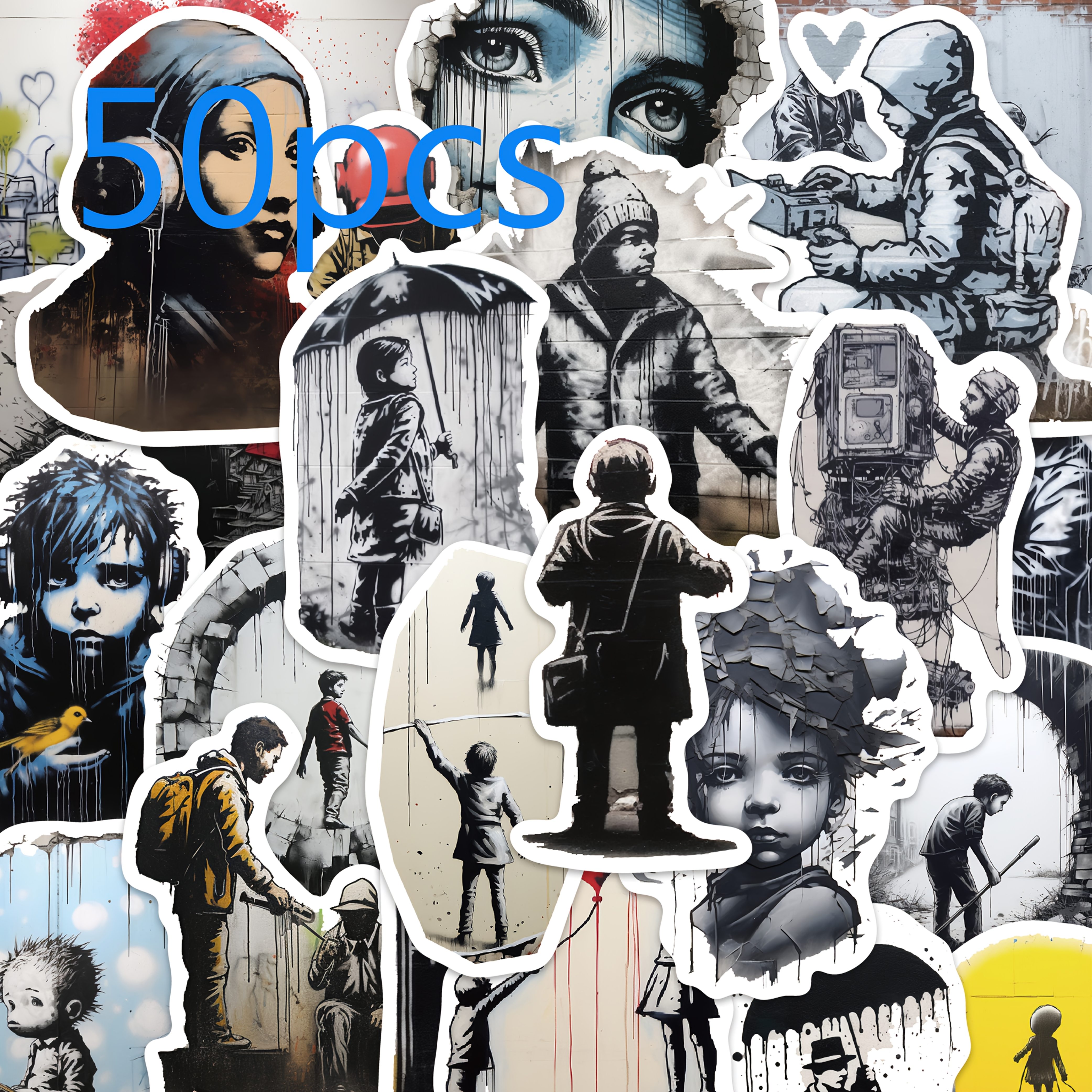 50pcs Abstract Sticker Decorate Skateboards Guitars Suitcases Refrigerators Journals Phone Cases Laptops Sticker