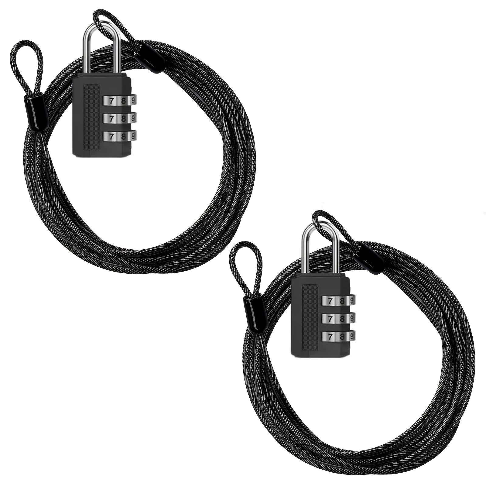 4pcs set   ropes and 2 locks with combination lock   wire rope   6 6ft long silvery waterproof coated safety anti theft wire rope bicycle lock cable 2 5mm braided steel coated wire lock suitable for luggage