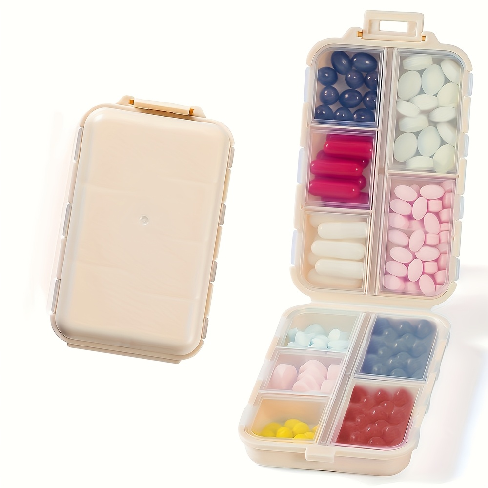 Travel Pill Organizer, 10-Compartment Compact Case