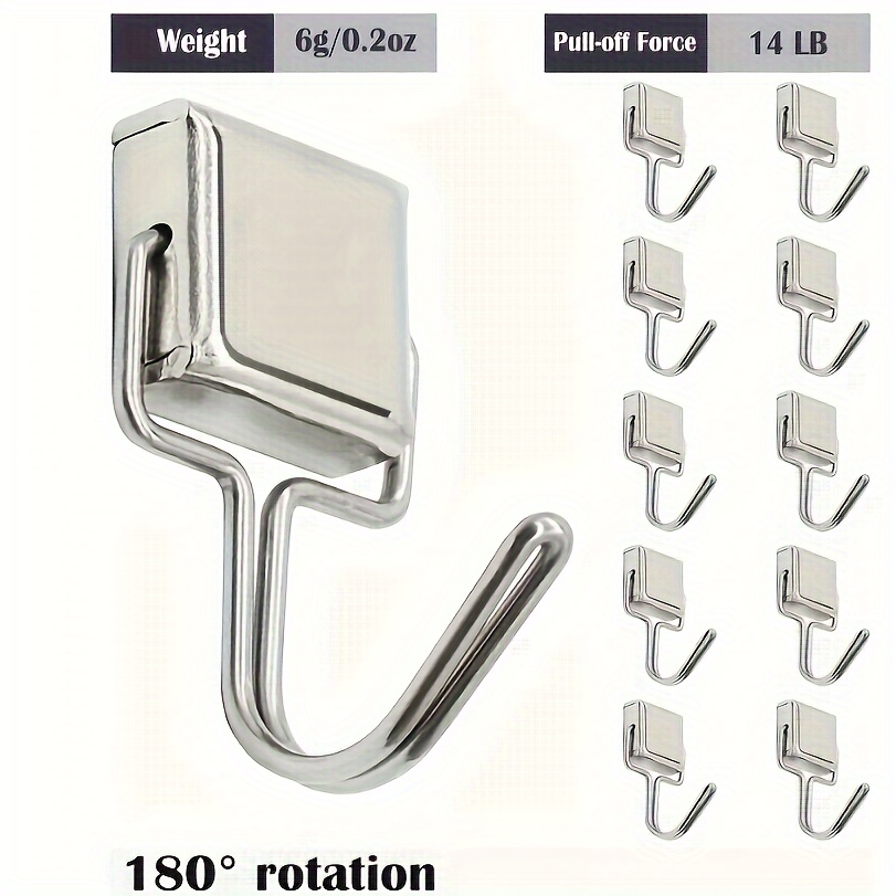 

5-pack Contemporary Metal Utility Hooks - , Wall Mount, Strong Magnetic Hold With 14 Lb Pull-off Force For Home And Office Organization