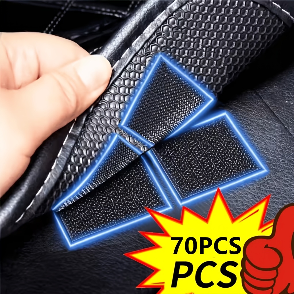 TEMU 70pcs/35 Pairs Of Heavy-duty Hook And Loop Self-adhesive Cable Ties, Special Self-adhesive Tape, Suitable For Car Floor Mats, High ,