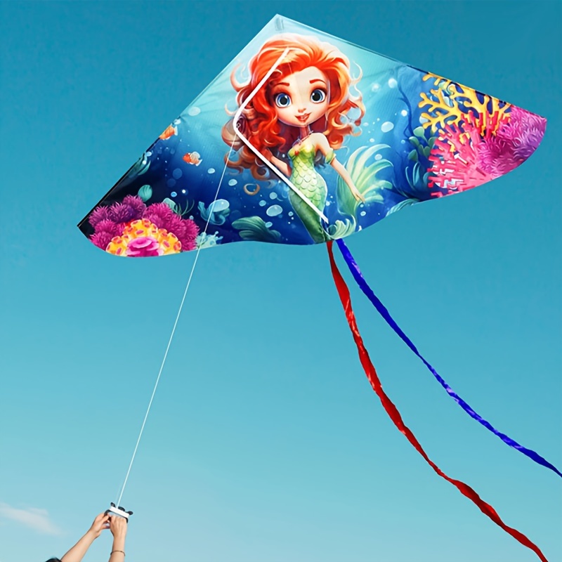 Fun Sport Cartoon Kite With Long Tail And 50m Kite Line Cute Colorful  Mermaid Beach Kite Outdoor Garden Park Game Supplies Suitable For Malaysian  Kite Festival Birthday Gifts