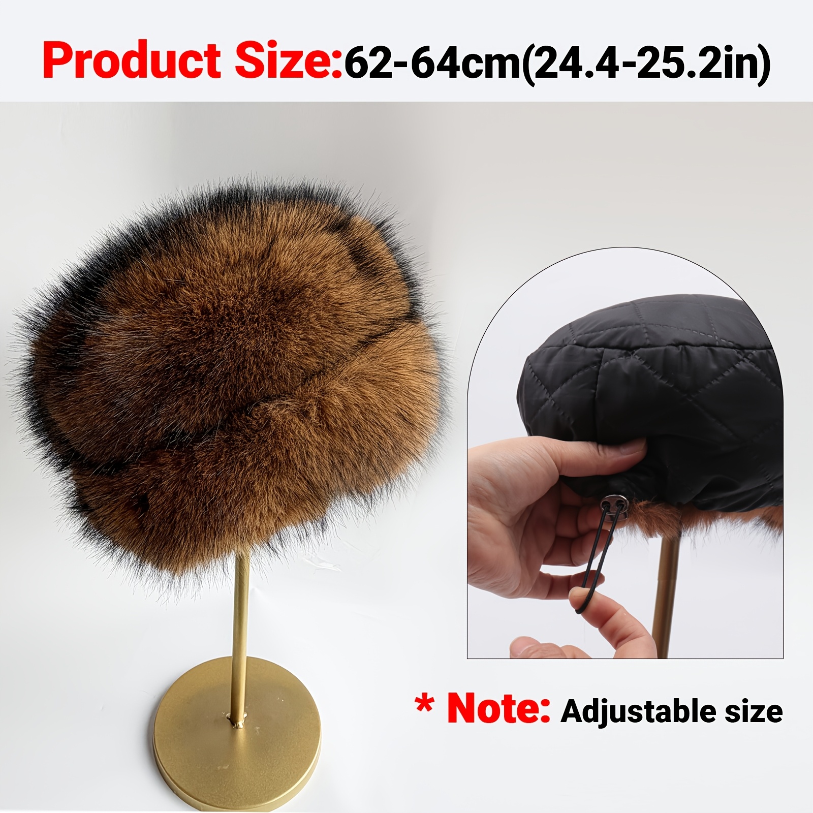 Women's Hat, Women's Plush Hat, Winter Warm Hat, Suitable For Head 62-64cm, Luxurious And Fashionable, Thickened And Warm, Dark Brown Warm Hat, Christmas Gift