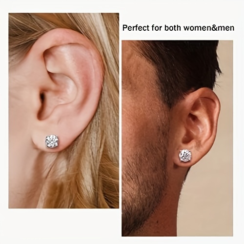 1 pair moissanite stud earrings 1ct 2ct 4ct 6ct   vvs1 clarity   round cut lab moissanite 18k gold plated white golden plated 925 sterling 925 silver earring jewelry gifts for men girls with jewelry box for teenager Product details 0