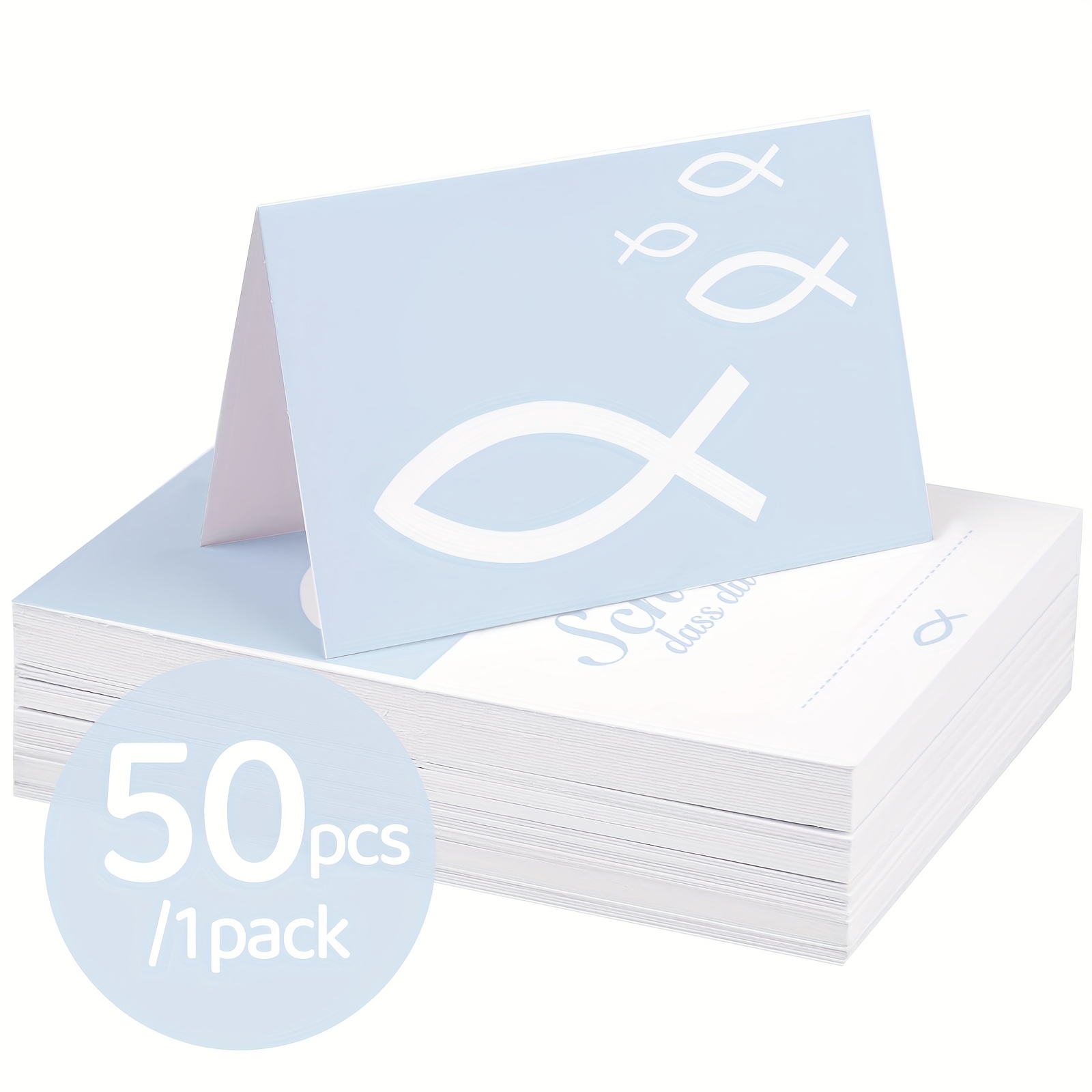 50pcs Blue Cards For Dining Table - Elegant With "schon Dass Du Da Bist" , Confirmations, Baptisms, Weddings & More - Versatile Celebration Decor, Cards For Dining