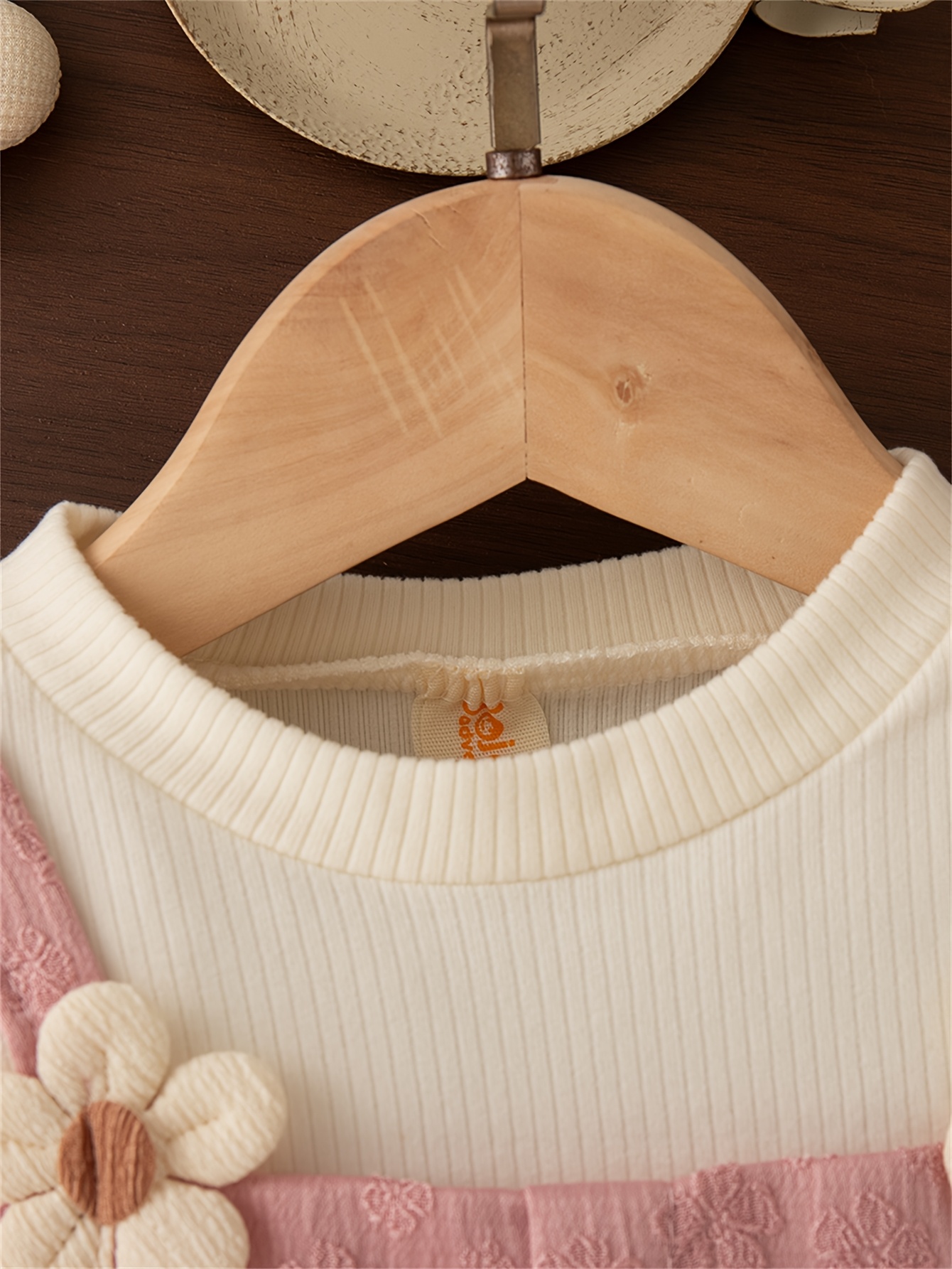new   for baby girls featuring a faux two piece long sleeve dress with a flower bud design floral embroidery   color and a bow tie button   wedding flower girls Product details 7