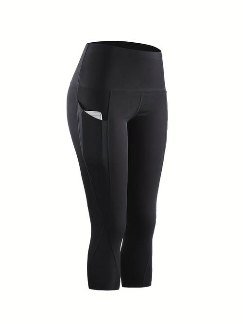 4 size high waist stretchy capri yoga pants with pockets breathable workout pants for women fitness running gym