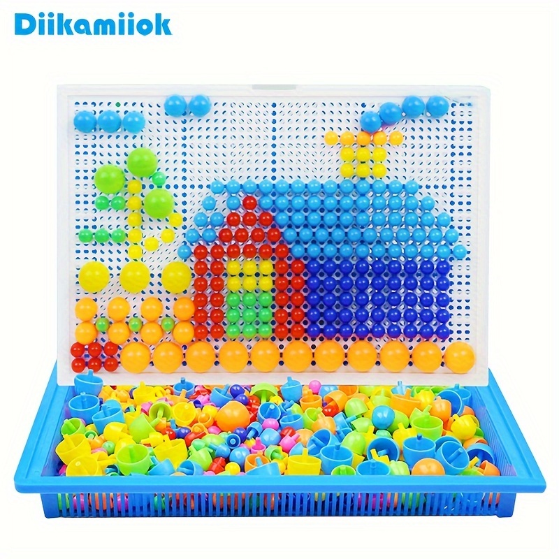 

Diikamiiok 296pcs Plastic Mushroom Nail Building Blocks Puzzles Kids Montessori Game Color Cognition Intellectual Baby Educational Toys For Children Gifts Easter Gift Christmas, Gift