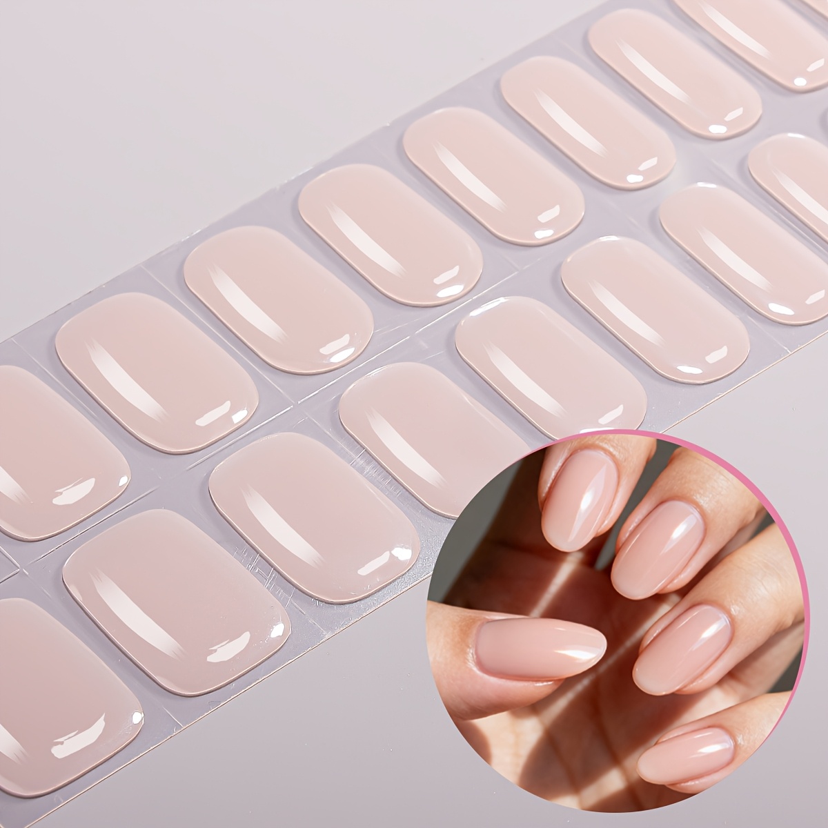 Image of 22pcs -free Gel Nail Wraps, Elegant And Gentle Nude Pink Stickers, Light-colored Design, And Non-picking Skin, Protecting Natural Nails, Ladies And Daily Commuting Dating Social Gatherings, Gifts For