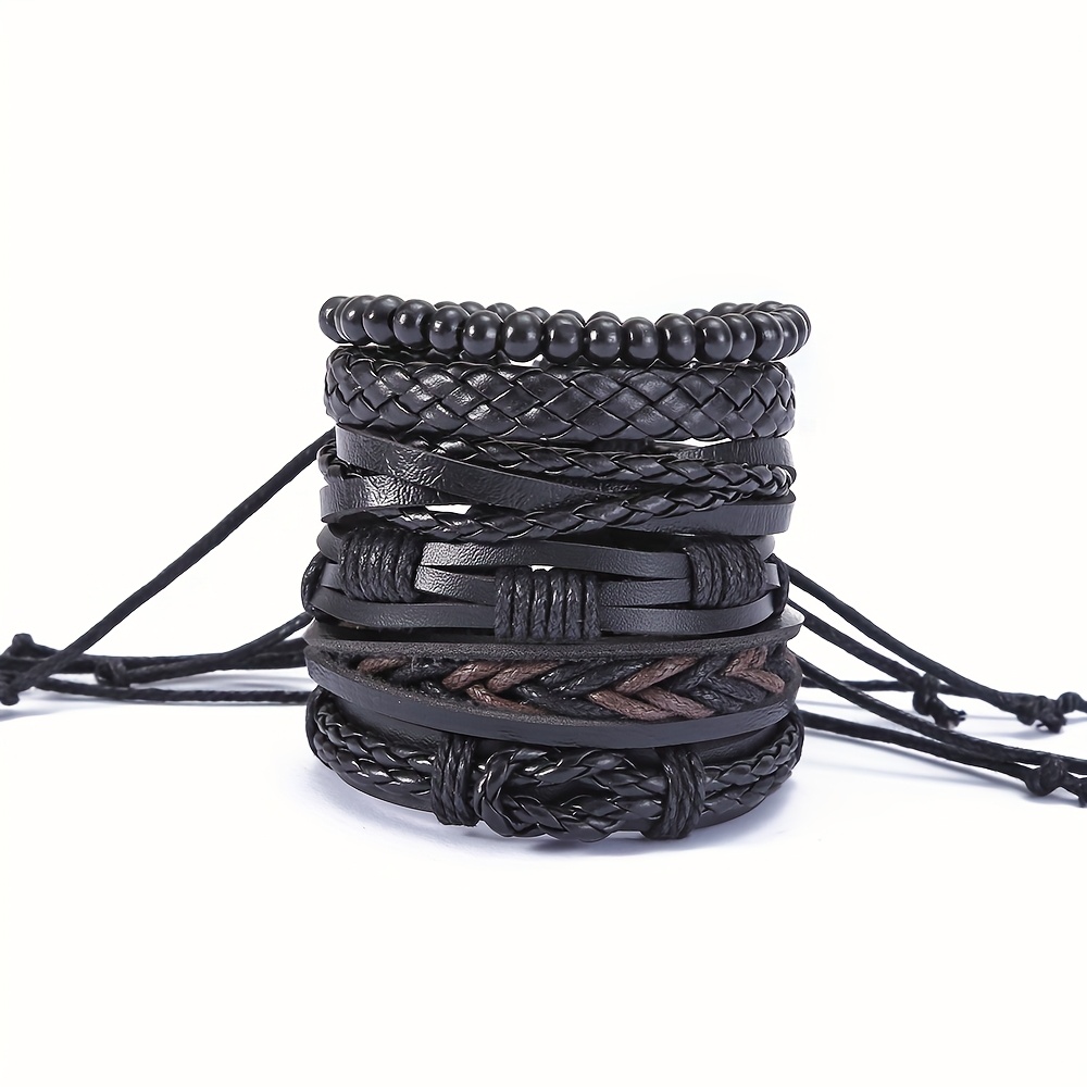 E-shop Set mit 6/3 Vintage Kunstleder geflochtenen Armbändern für Herren, ein tolles Geschenk für deinen Freund, ideales Weihnachtsgeschenk für Ihn