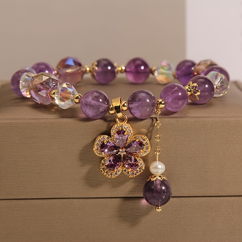 

Natural Amethyst Money Bag Bracelet Irregular Crystal Zirconia Light Luxury Cute String Gift For Girlfriends And Friends