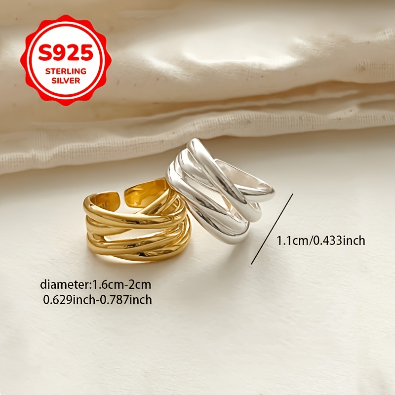 925 Sterling Silver Geometric Adjustable Ring