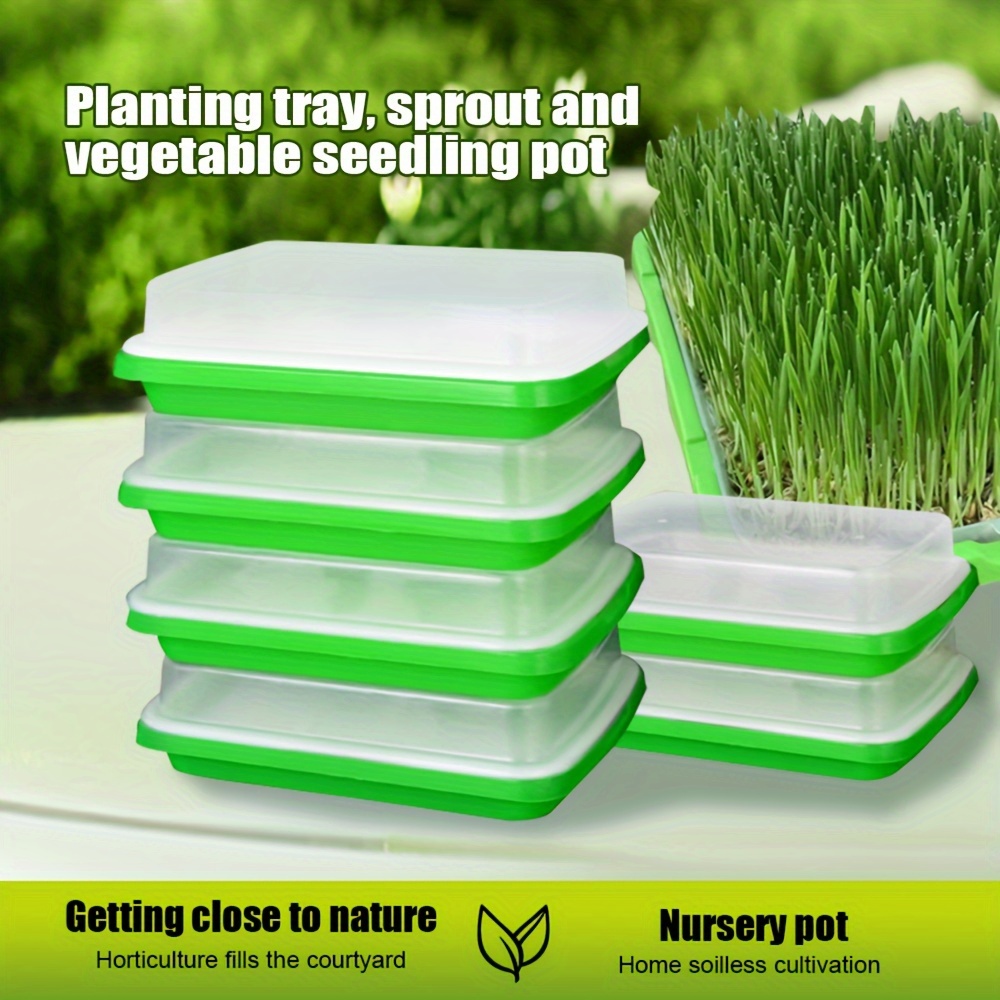 

3pcs Hydroponic Seedling Trays For Home Use - Square Plastic Planting Pots For Wheat, & Vegetables