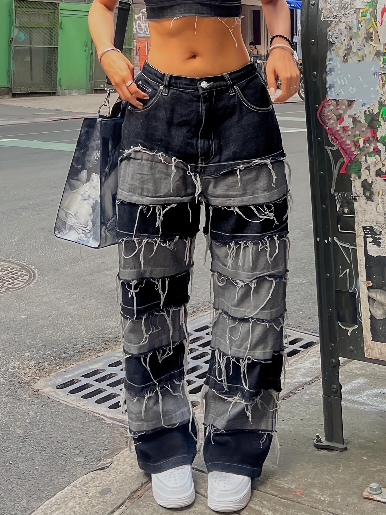 Pantalon Baggy En Denim Pour Homme - Taille élastique - Jambe Droite - Style Y2K - Hip Hop Punk - Streetwear - Coupe Ample - Plissé - Pour La Danse - Pantalon