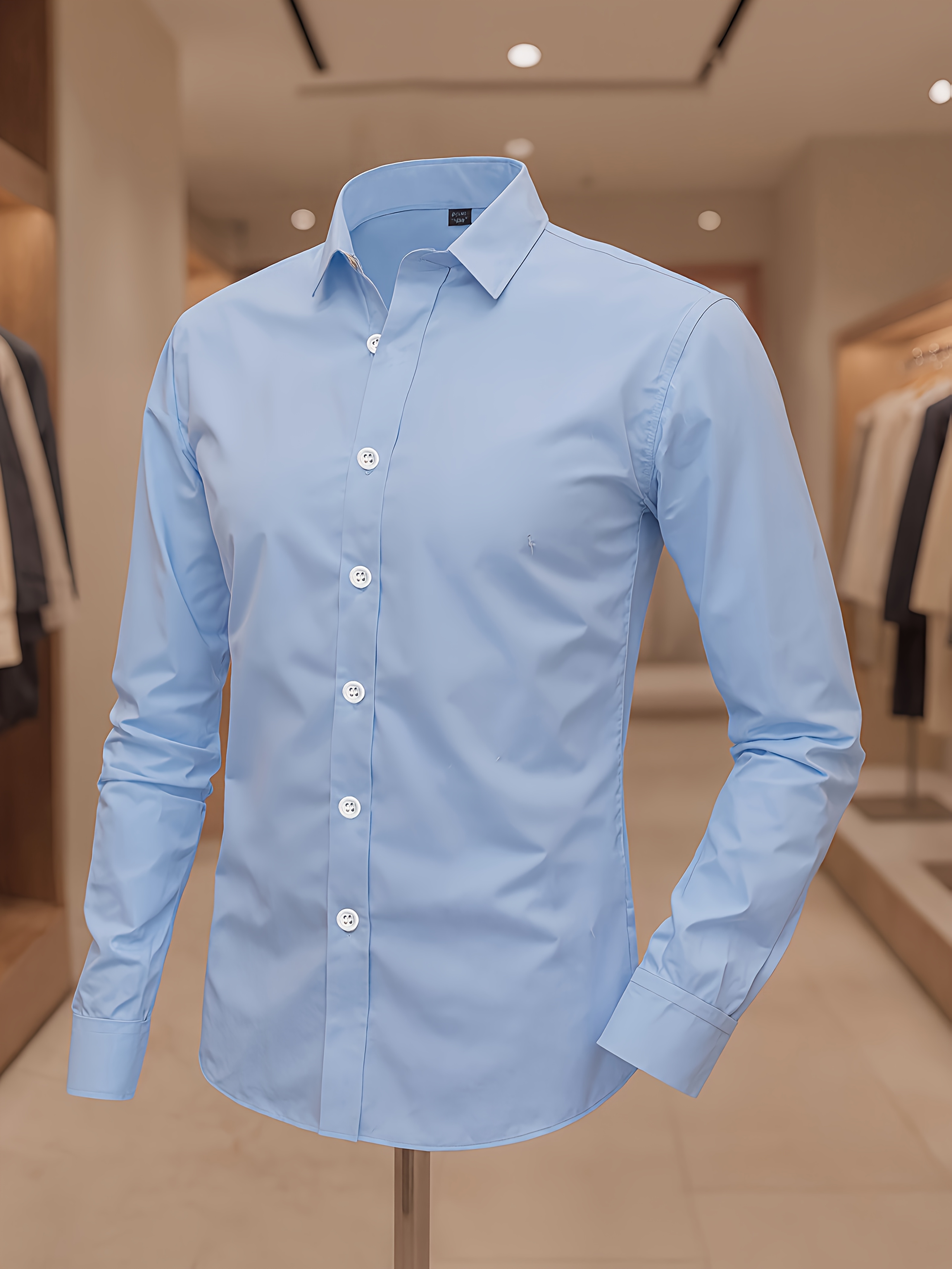 Camisa Casual para Hombre - Color Sólido, Cómoda, Elástica, Suave, Lavable a Máquina y Lavable en Seco, Manga Larga, Corte Regular, con Cuello, Adecuada para Fiestas, Citas, Trabajo, Actividades y Ropa Casual de Fin de Semana para el Día a Día