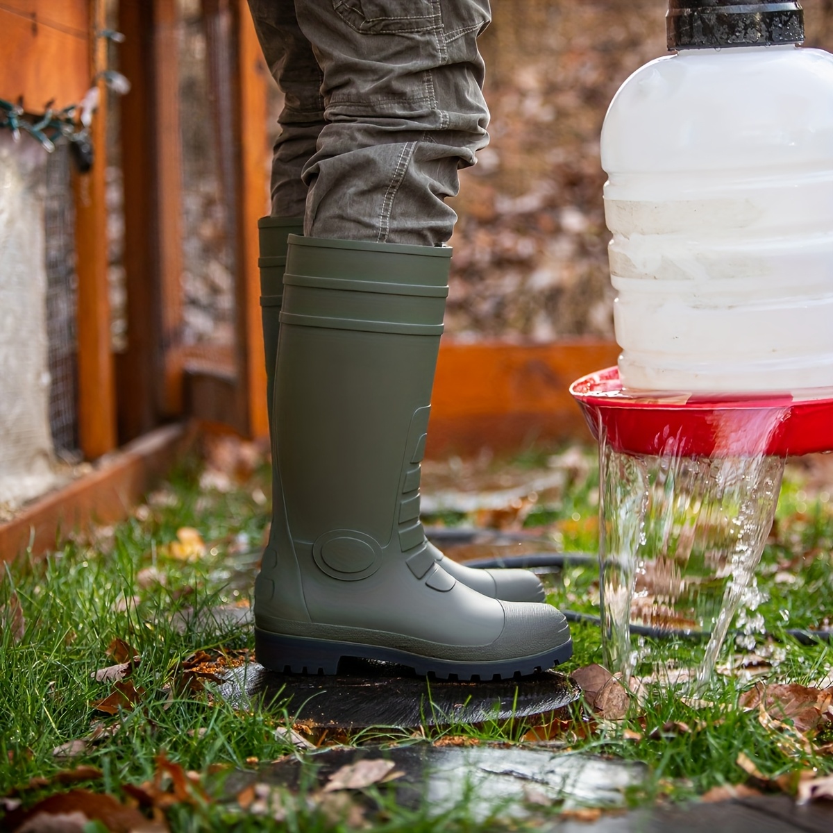 Rain Boots Steel Toe HISEA Men's PVC Rain Boots Steel Shank Work