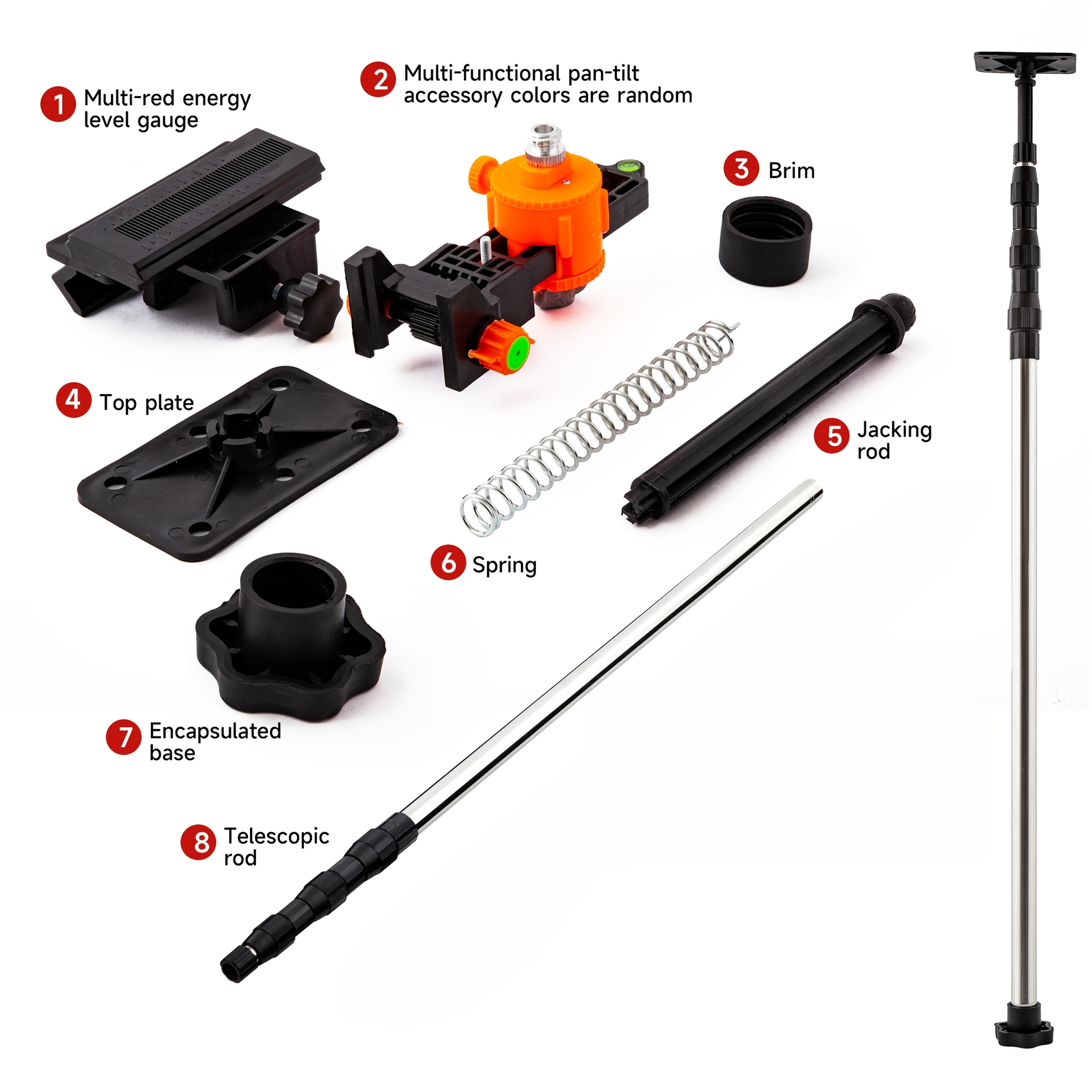Image of 11.5ft./3.5m Level Pole Telescopic Rod Of Instrument, Compatible With Any Level Instrument, With Complete Additions, Using Thickened Stainless Steel Tube, And Reliable