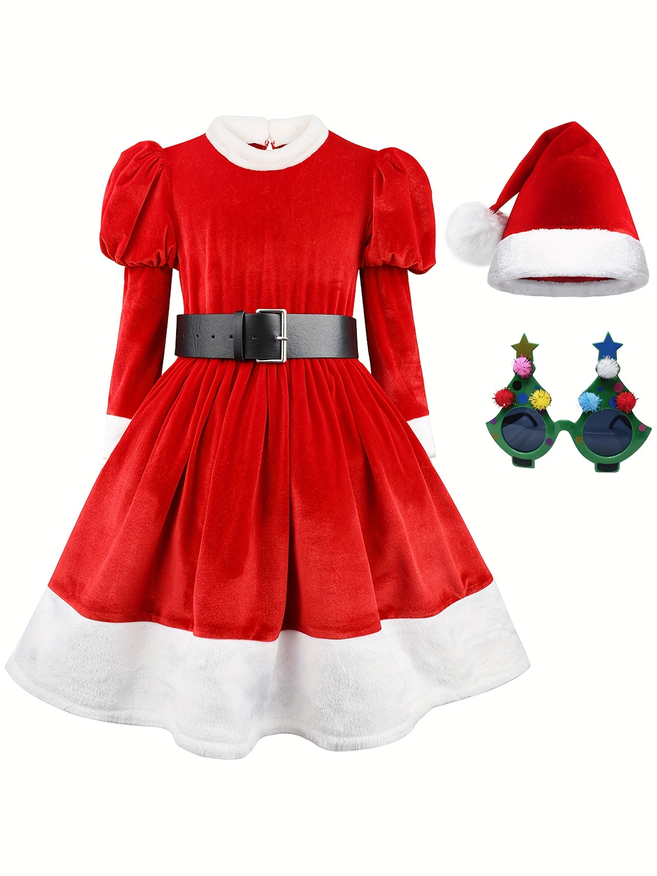 girls' christmas dress, clothing, festive gift snowflakes santa claus  outfit, santa hat set, holiday present | Today's Deals | Temu South Africa