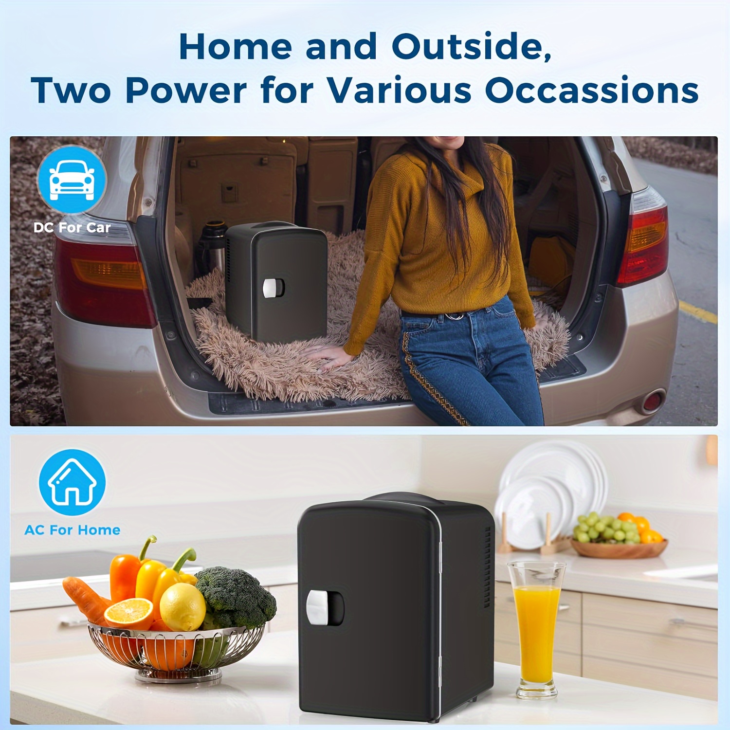 mini fridge portable mini car refrigerator 4l capacity 6 cans makeup small refrigeratorfor bedroom car office dorm small cooler for cosmetics beverage and food ac refrigerator white black details 3