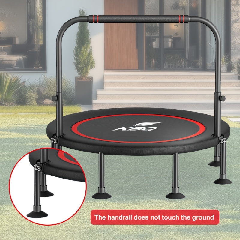 Image of 48-inch Foldable Spring Trampoline, Foldable Quiet Trampoline For Home Use, With Large Suction Cup Feet, Aerobic Exercise Jumping Trampoline, Includes Anti-pinch Foot Cover! Safe And Durable!
