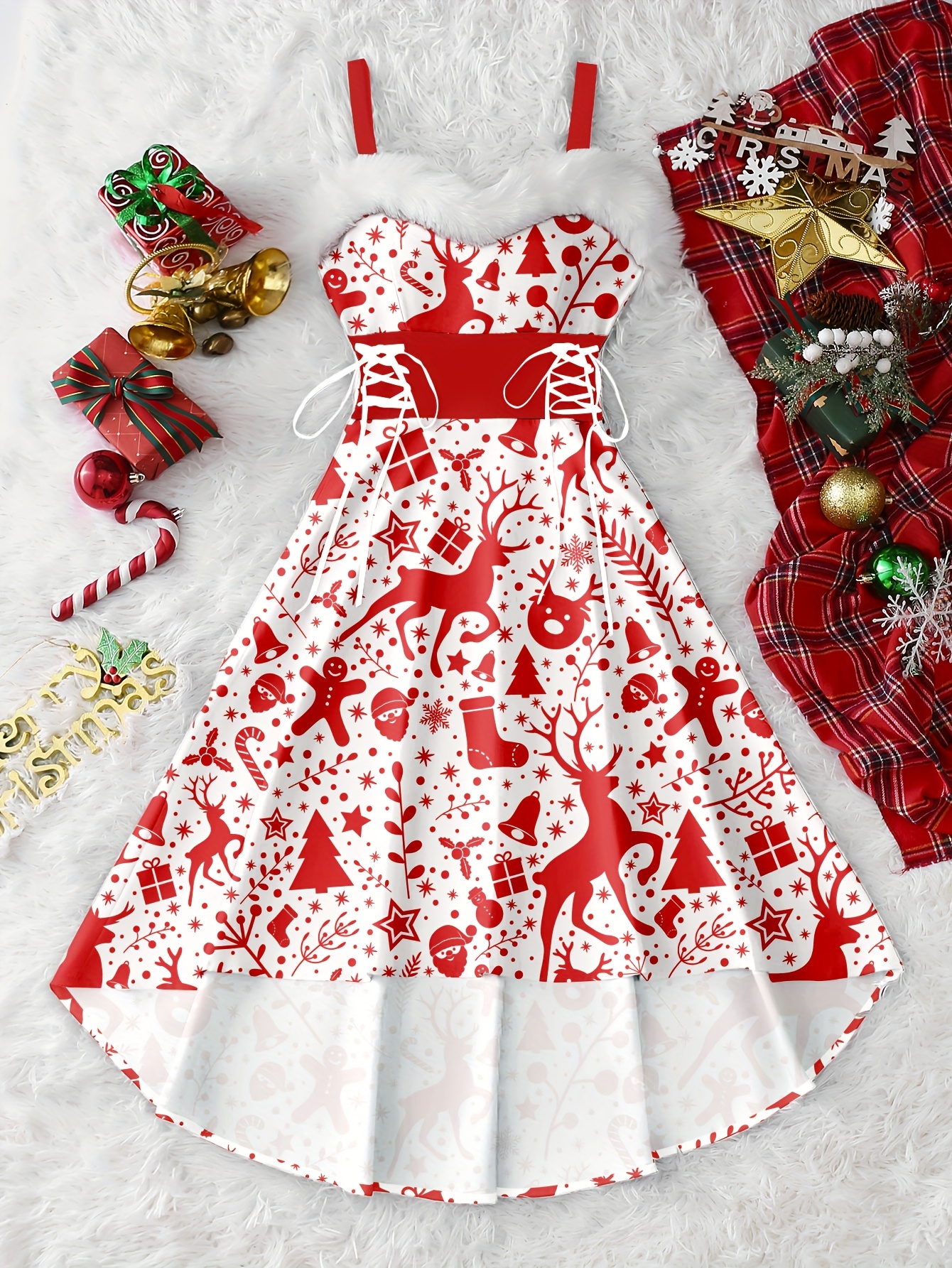 womens elegant a line christmas party dress short front long - Temu Oman