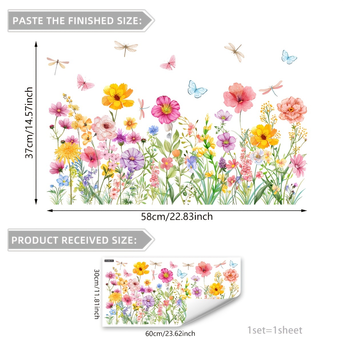 Image of A (30*60cm) Colorful Floral Festive Decoration Bedroom Window Balcony Window Sticker Decoration Window Glass Electrostatic Sticker 20 Double-sided Printing Double-sided Pattern (d12006-yx)