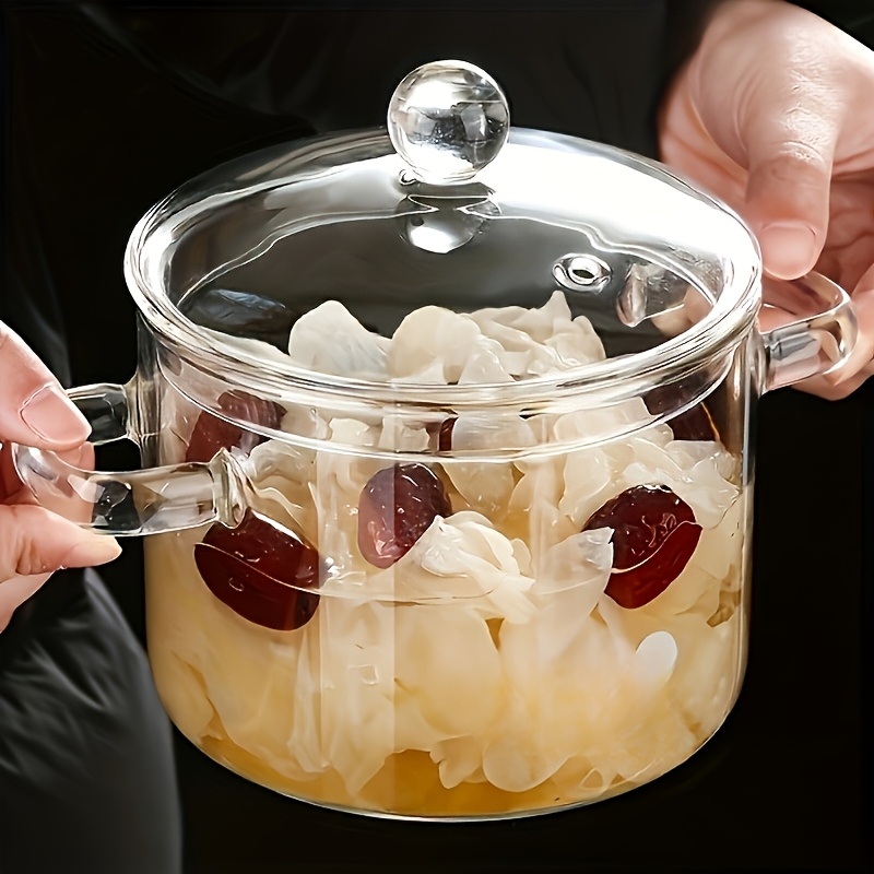 item picture 1pc heat resistant clear glass stew pot with lid durable easy to clean versatile   used for     gas and electric hob compatible dishwasher safe ideal for cooking shrimp and lime pasta dishwasher safe cookware pasta saucepan modern kitchenware sleek cookware sturdy construction durable glassware versatile saucepan busy professionals  