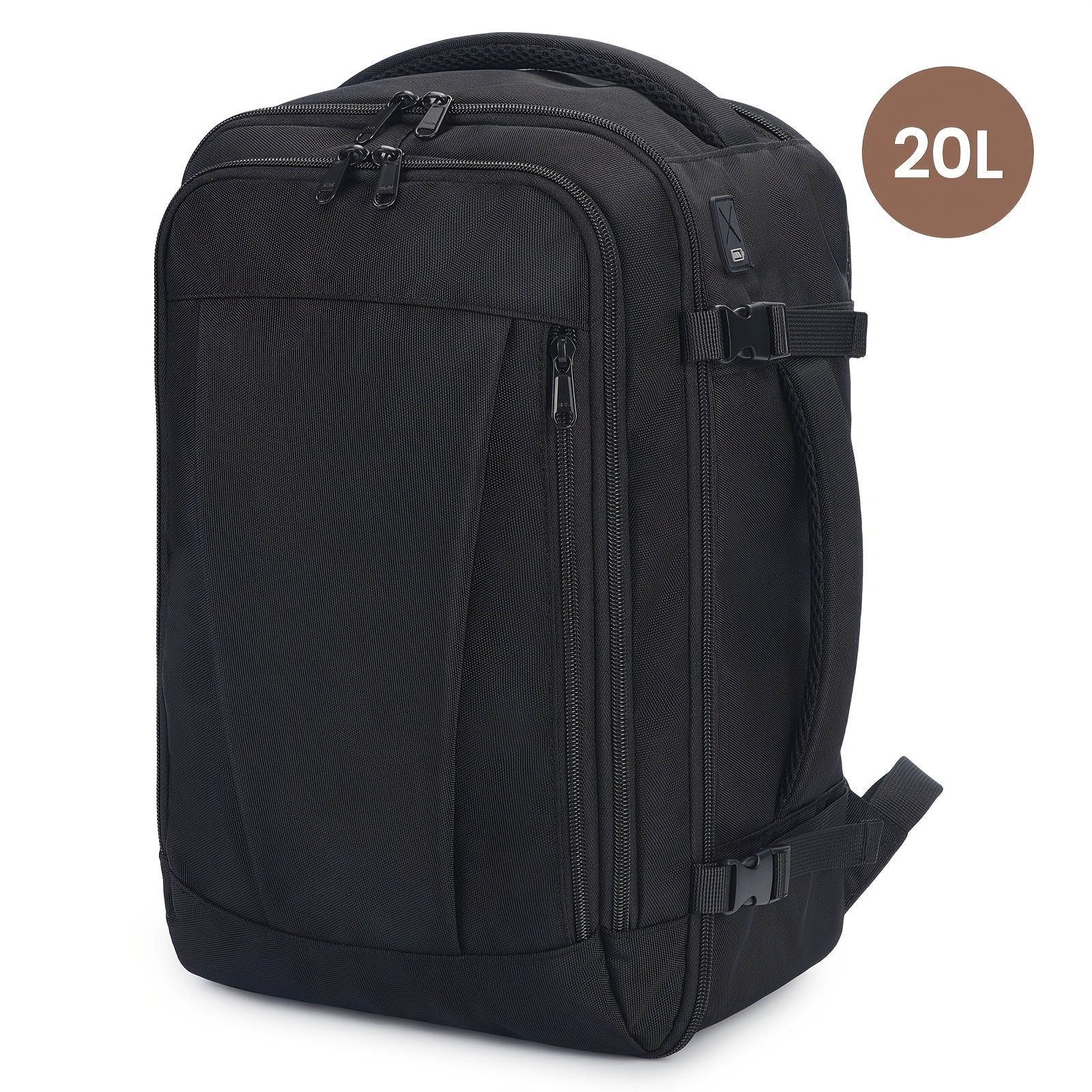 TEMU 20l Cabin Bag Airline-approved Underseat Backpack With 9-pocket Organizer, Unisex Carry-on For Business Travel And Weekend Trips