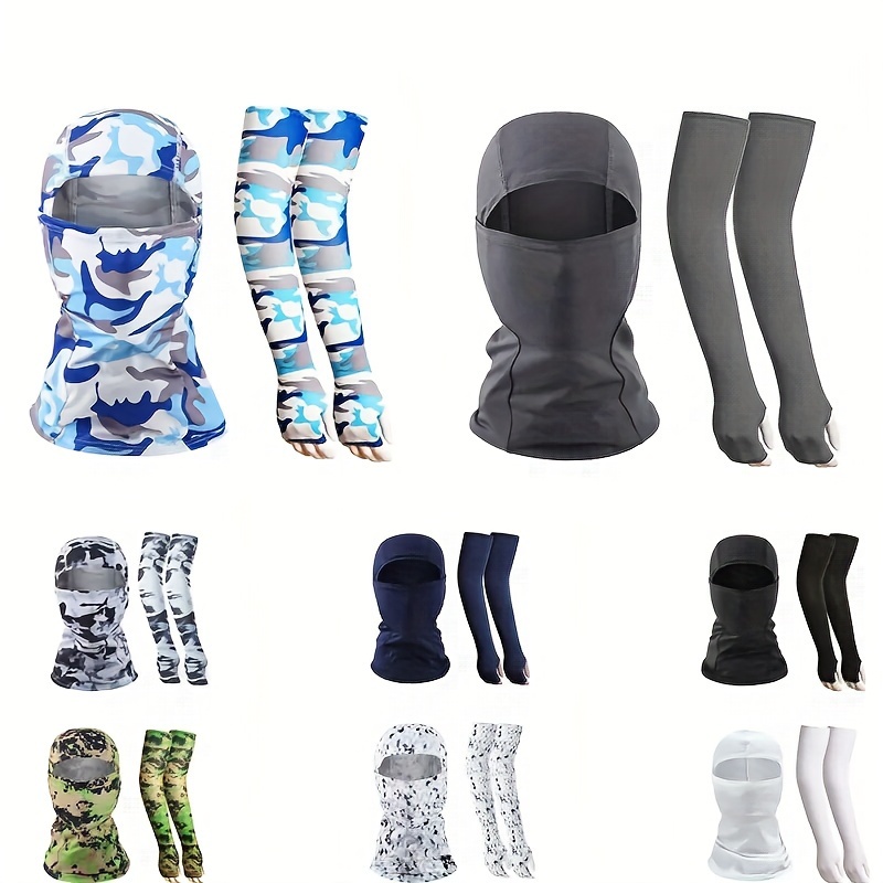 

3 Pieces Uv Protection Summer Breathable Outdoor Neck Gaiter & Armguard, Outdoor Mask, Camouflage Balaclava, Face Masks Sleeve Suit