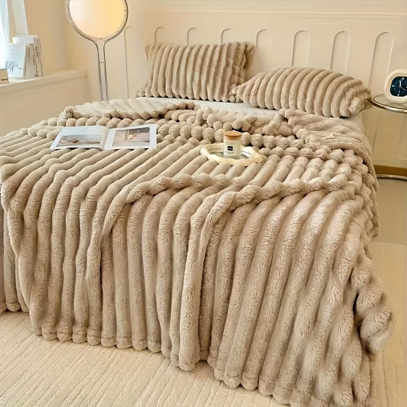 TEMU Couverture 1 pièce en flanelle chaude et confortable avec cordon de serrage - Décoration de fêtes , douce et confortable - Plaid et chaud toutes