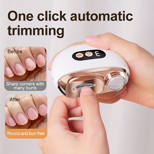 smart electric nail clipper 2 in 1 trimmer usb rechargeable 500mah lithium polymer battery with anti cut grinding and lighting functions ideal for nail filing polishing and shaping a perfect gift