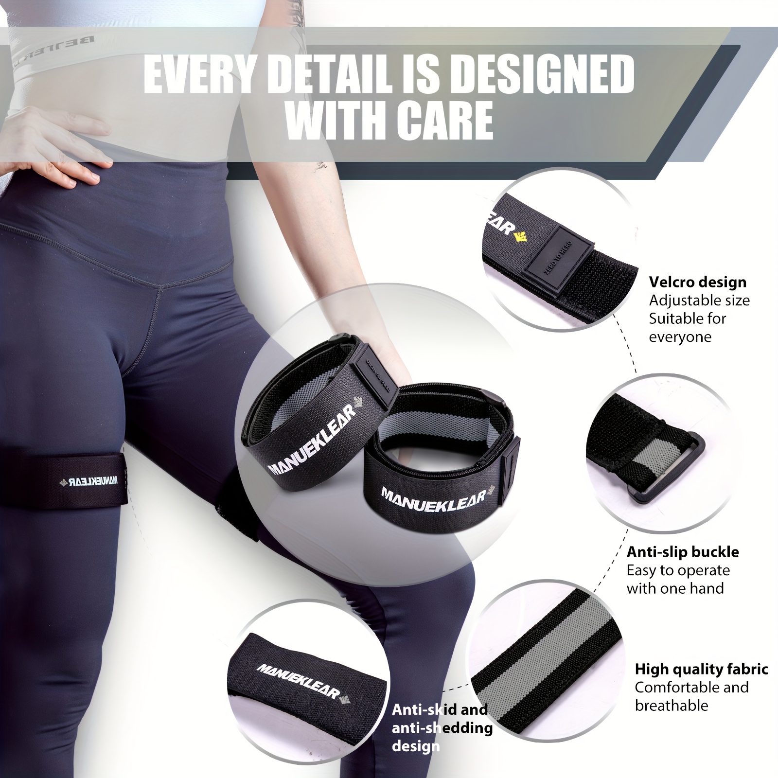 2-Pack Anti-Slip Thigh Muscle Training Belt for Resistance Training
