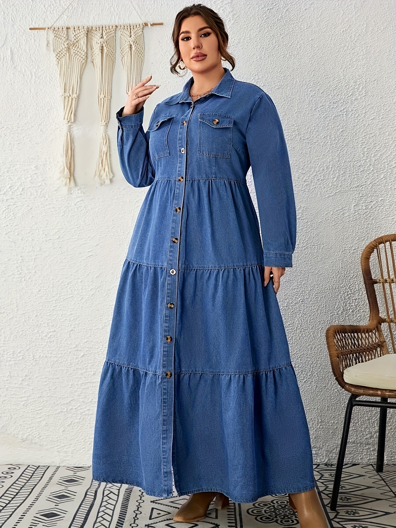 denim maxi dress sold on Temu Mexico
