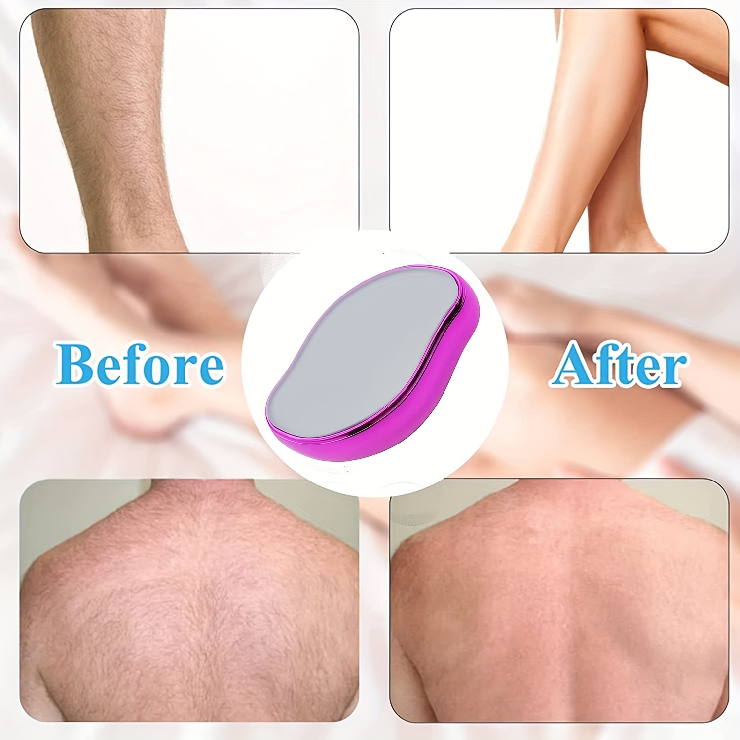 1pc Crystal Hair Eraser for Men & Women - Painless Exfoliation, Reusable & Waterproof Hair Removal Tool in Blue/Pink/Golden-Beige for Smooth Back, Arms, Legs, Hair Remover
