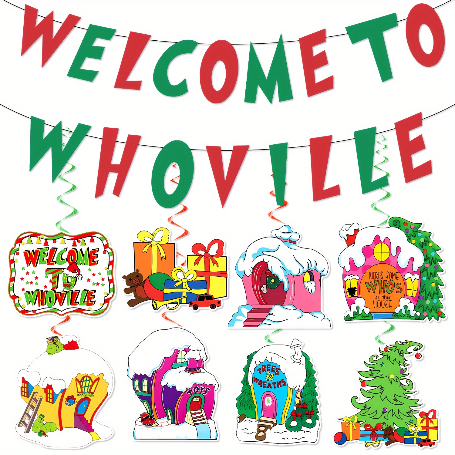 

33pcs Christmas Decorations Set, Includes " To Whoville" , Red & Christmas , Decor, For & Use - For Christmas , , No , Hanging , , For