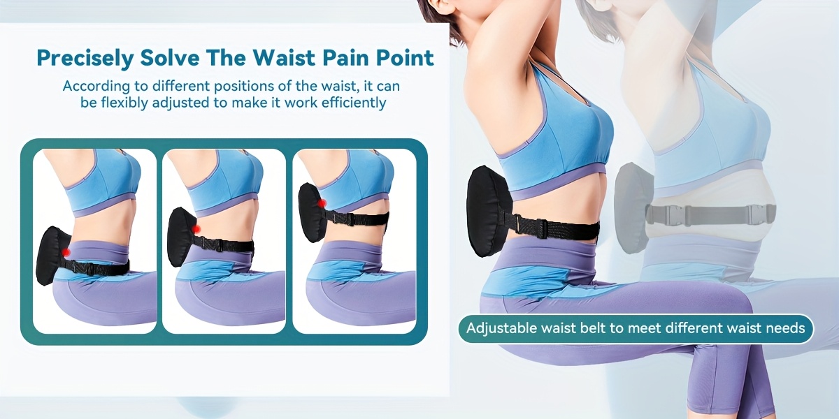 1pc inflatable lumbar support pillow for airplane travel car office chair ergonomic posture   with adjustable straps breathable mesh design hand wash only   sitting   inflatable travel pillow airplane   accessory   secure snap closure Product details 1