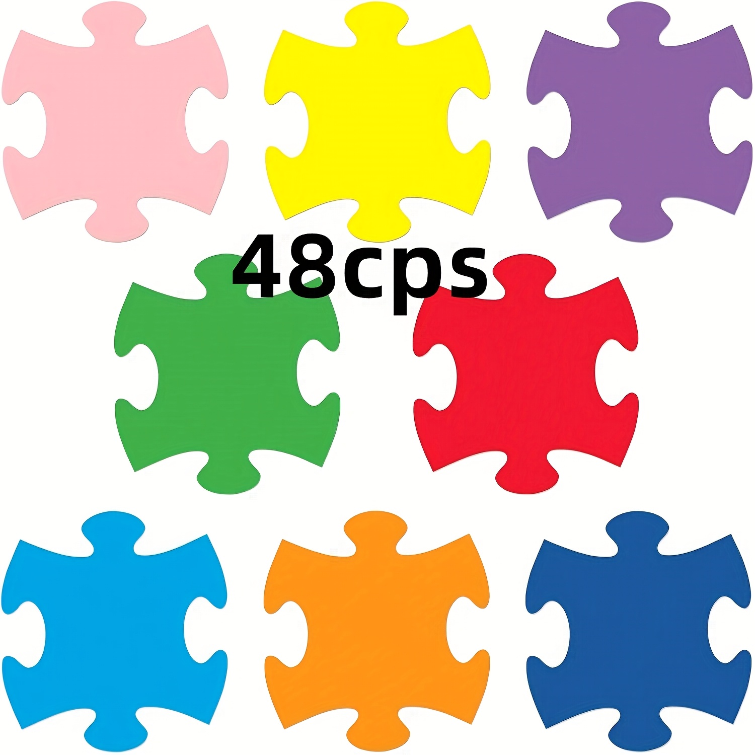 Image of 24/48pcs Of Puzzle Cut-out Paper, Decorative Puzzle Cut-outs, 4-inch Puzzle-shaped Die-cut Paper, Classroom Decorations, For Birthday Party Bulletin Boards, Project Party Supplies
