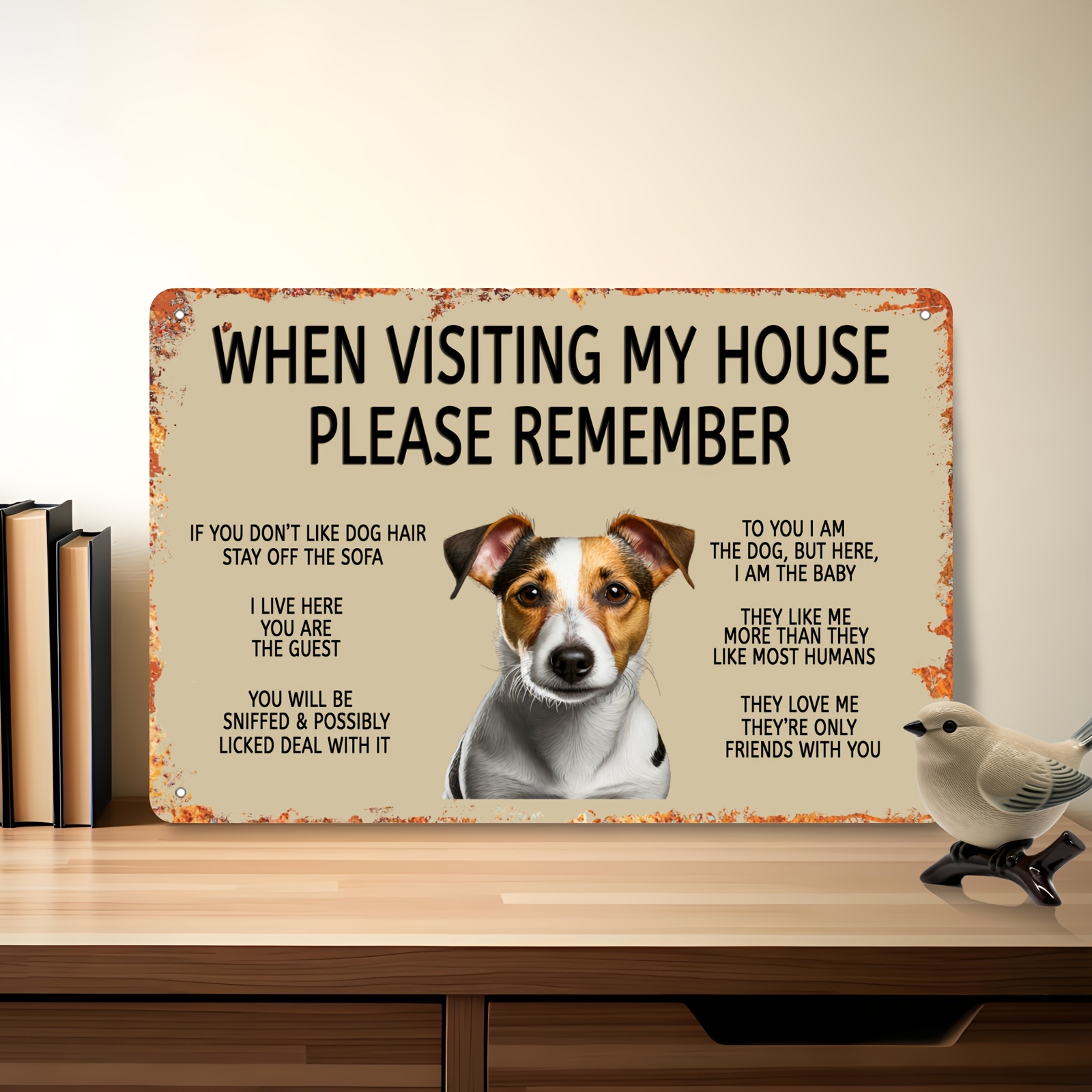 TEMU 2d Flat, 1pc Terrier Metal Sign, Suitable For Kitchen, Bedroom, Bar, And Office Decor, Handmade Wrought Iron Wall Decor With Dog Pattern,