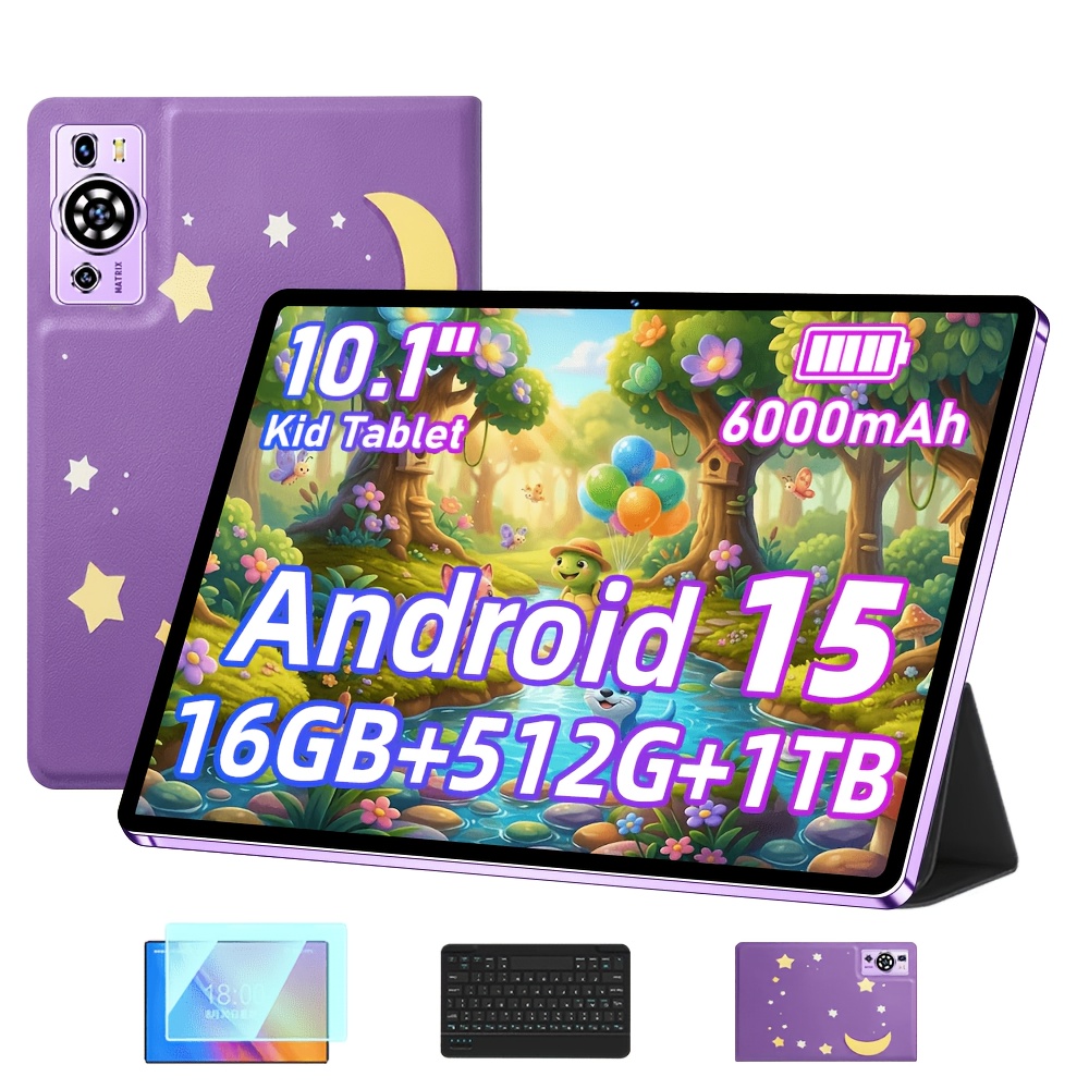 TEMU Tablet para niños UXD de 10.1 pulgadas, 15, 16GB RAM 512GB ROM, Pantalla HD grande, Batería de larga duración de 6000Mah, Control parental,