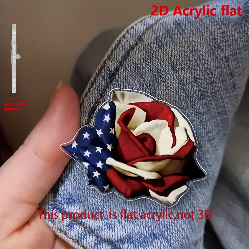 TEMU 1 Piece Of Creative Acrylic Brooch, Fashionable And Cute American Flag Shaped Brooch For Men And Women Suit Brooch, Sweater Scarf Coat Accessories