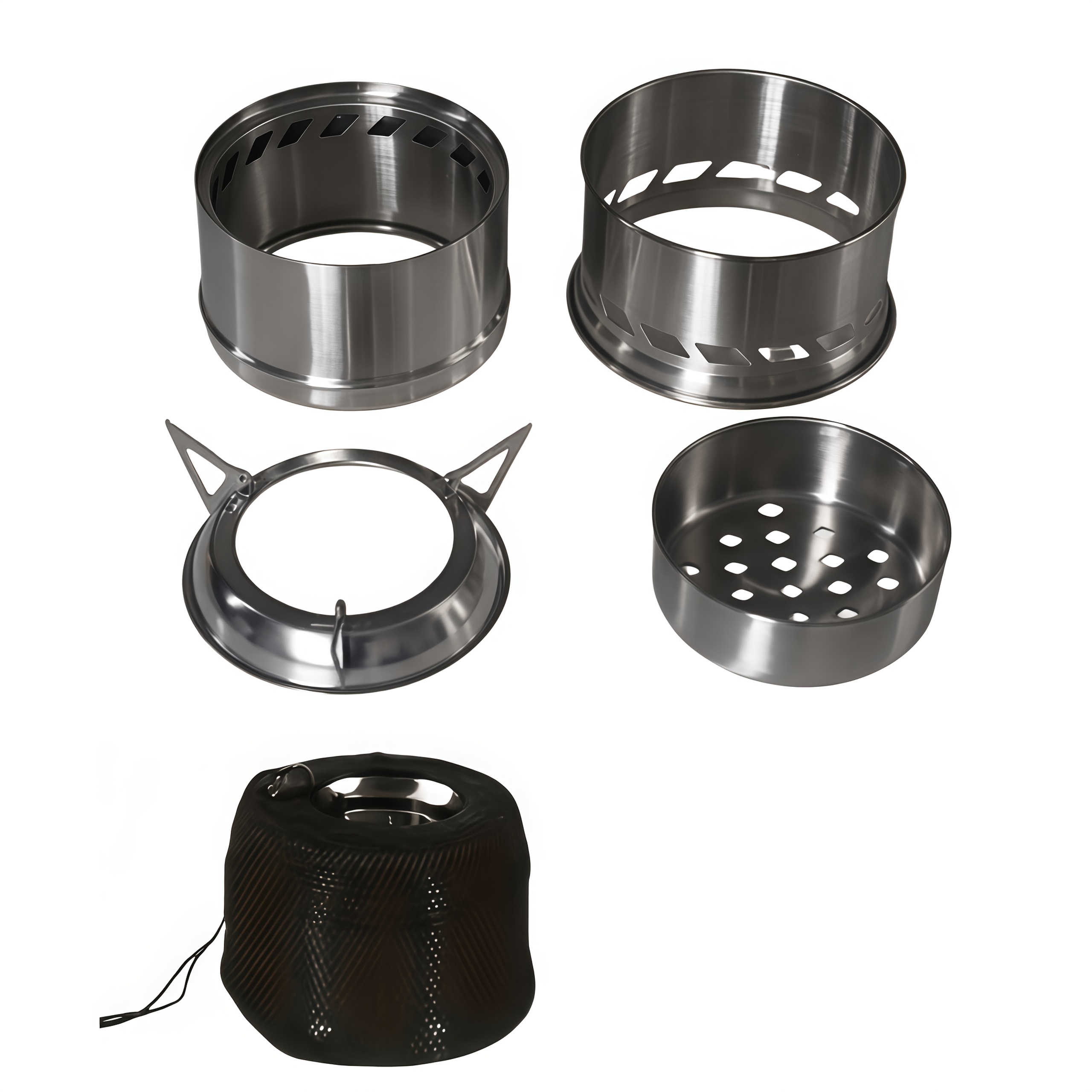 E-shop Kompaktes Edelstahl-Feuerbecken für Outdoor-Camping und BBQ - Rundes, leichtes Gasifier, kein Zündmaterial erforderlich, tragbares Feuerbecken