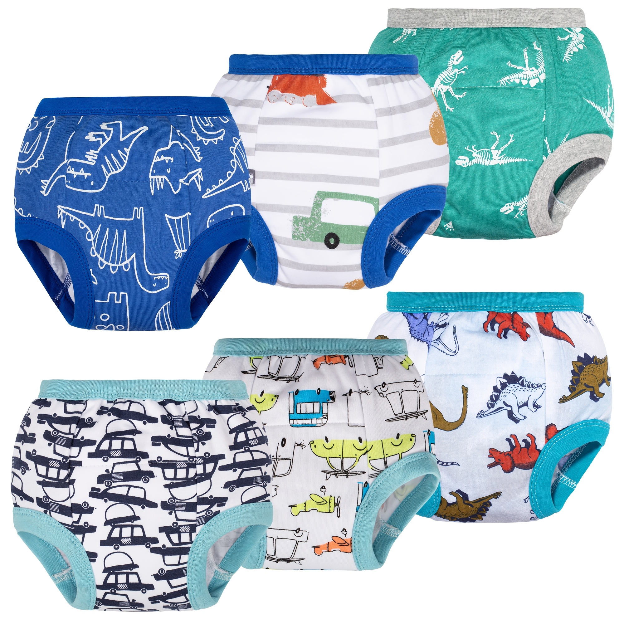 TEMU 6pcs Boys' 100% Cotton Reusable Training Pants Suitable For Potty Training, Soft Absorbent Breathable Washable Underwear With Suitable For Boys,
