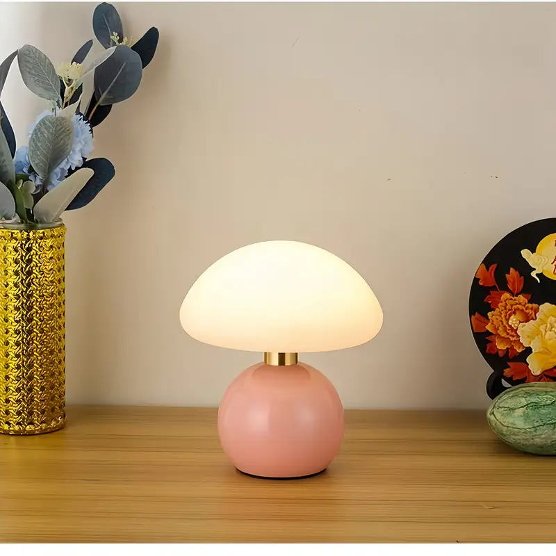 elegant usb powered ceramic mushroom table lamp with adjustable brightness touch control soft dimmable light for bedroom living room desk and home office decor usb lighting fixture living room lamp desk lamp sleek cylindrical shade durable plastic body Product details 6