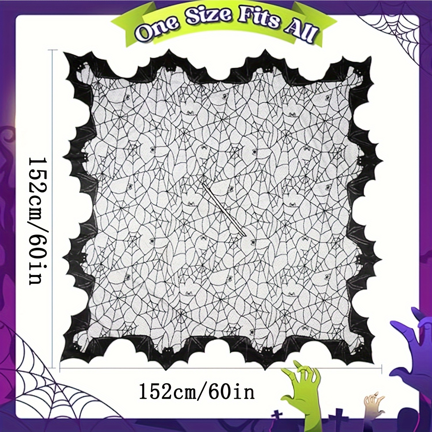 1pc Halloween Poncho For Women, Black Lace Web/skeleton Cape Halloween Costumes, Costume